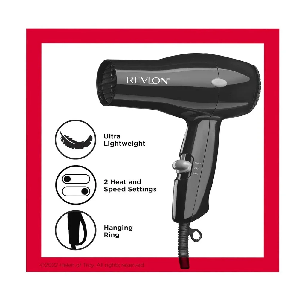 Revlon Compact Hair Dryer | 1875W Lightweight Design, Perfect for Travel, Black